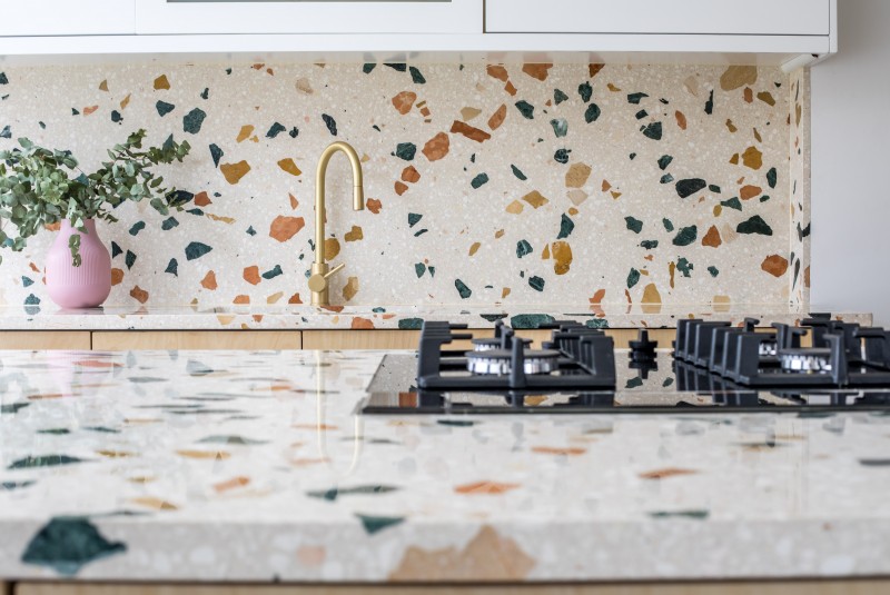 Thi công bàn bếp Terrazzo