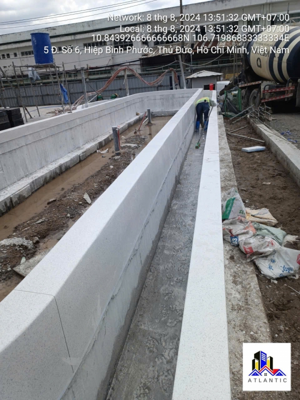 Thi công bồn cây, ghế ngồi đá mài Terrazzo